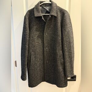 Bonobos Charcoal Herringbone Italian Wool Coat Slim Fit